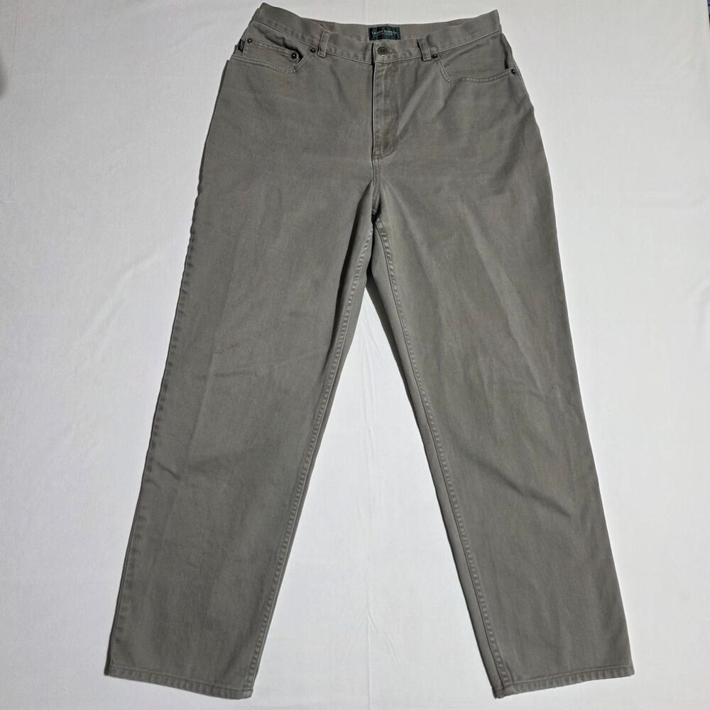 VTG Lauren Jeans Co. RL Taupe 100% Cotton High Rise Straight Jeans Size 14 - Picture 4 of 8
